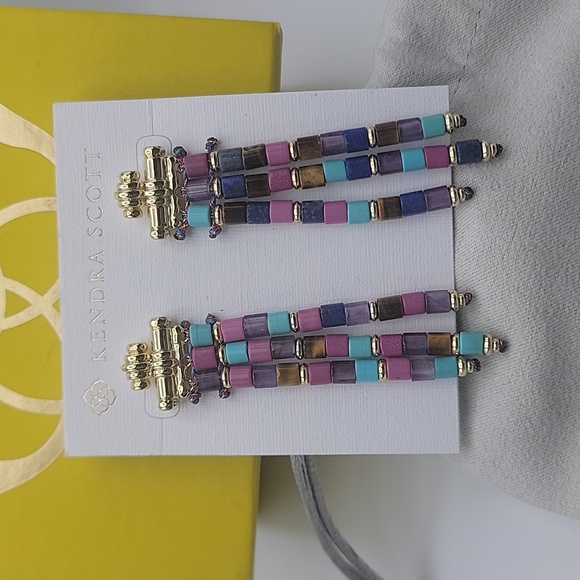 NWT KENDRA SCOTT BREE BEADED STATEMENT EARRINGS & BRACELET SET - Picture 2 of 9
